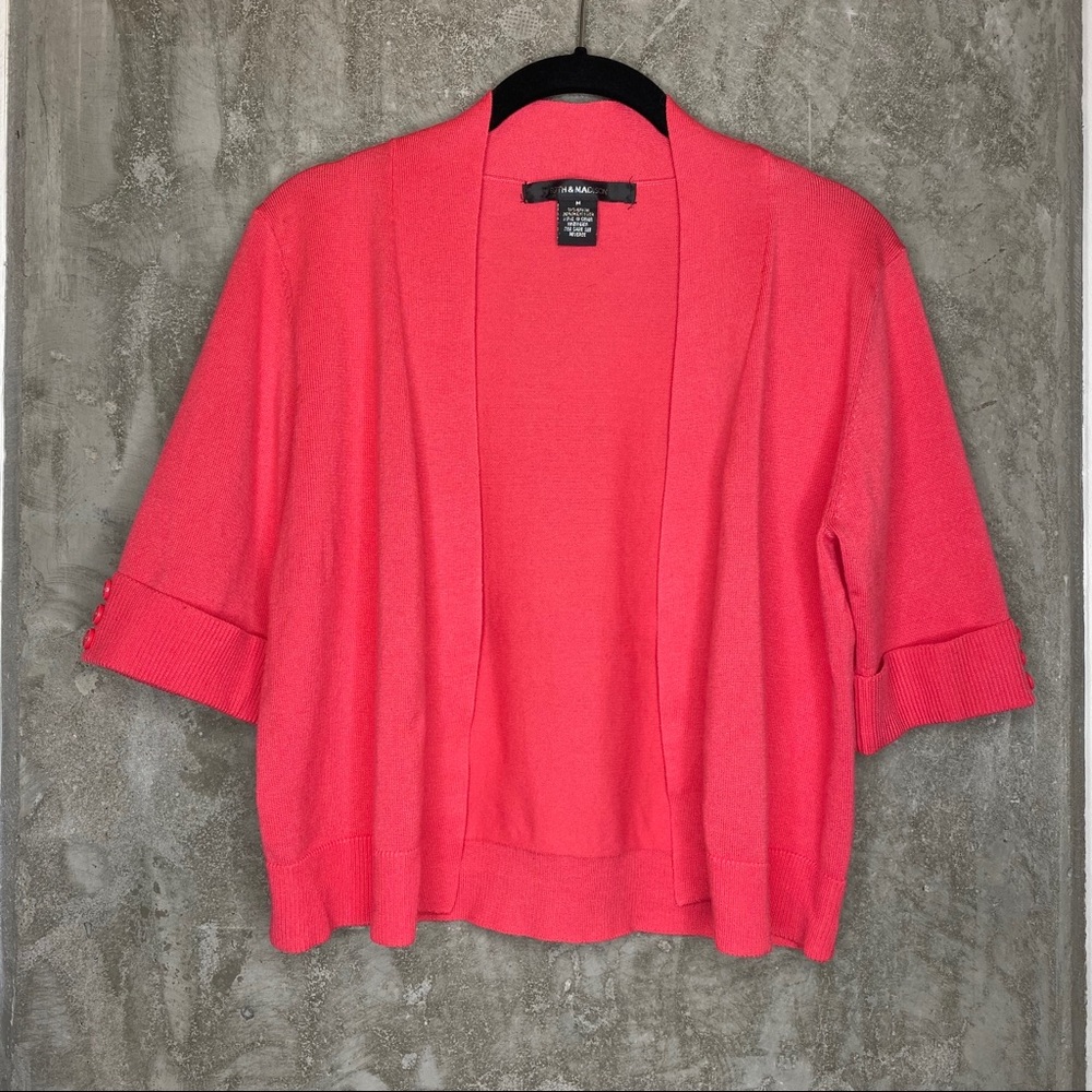 89th & Madison | Coral Cropped Open Cardigan
